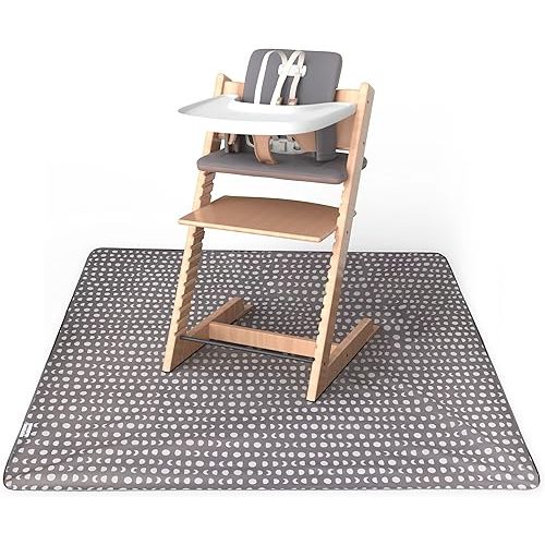 Tiny Twinkle Mess-Proof Splat Mats for Under high Chairs or Table Cover Art Projects for Baby and Toddler - Waterproof, Washable Floor or Table Splash mat 51" x 51" (Luna)