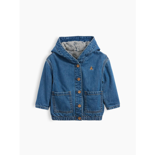 Baby Jersey-Lined Hooded Denim Jacket