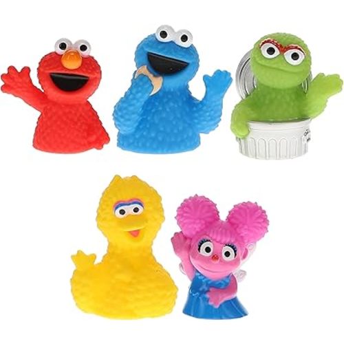 Sesame Street 5 Piece Finger Puppet Set - Party Favors, Educational, Bath Toys, Floating Pool Toys, Beach Toys, Finger Toys, Playtime