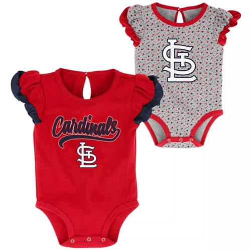 Girls Newborn Red/Heathered Gray St. Louis Cardinals Scream & Shout Two-Pack Bodysuit Set