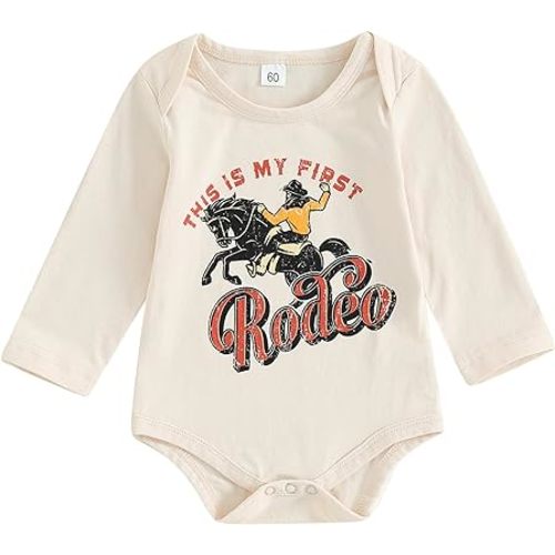 SAYOO Western Baby Girls Boys Bodysuit Clothes Country Cowboy Cowgirl Funny Cute Infant Creeper One-Piece Baby Bodysuit