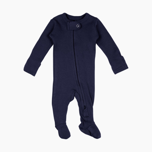 L'ovedbaby Organic 2-Way Zipper Footie - Navy, 0-3 M