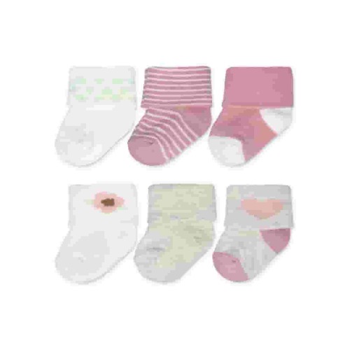 Carters Newborn Girl Cuff Socks - 6 Pack 0-6M