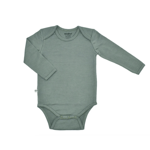 Merino Wool Baby Bodysuit | Natural Merino Wool Baby Clothing | Sage