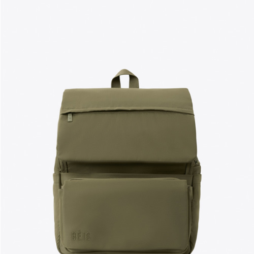 BÉIS 'The Ultimate Diaper Backpack' in Olive - Green Backpack Diaper Bag