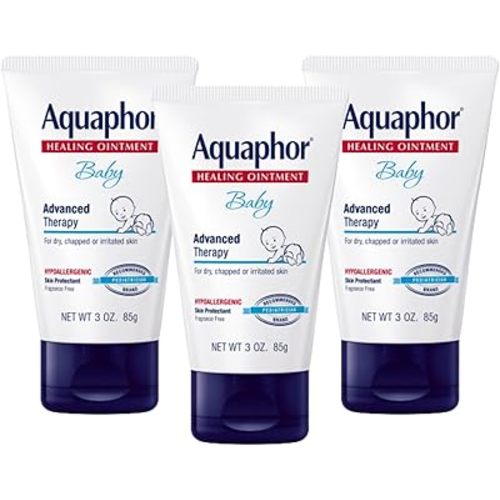 Aquaphor Baby Healing Ointment, Advanced Therapy for Chapped Cheeks and Diaper Rash, 3 Ounce (Pack of 3)
