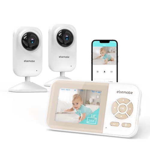 Ebemate Video Baby Monitor Camera, 2.8" LCD, 2-Way Talk, Night Vision, 1200FT Range