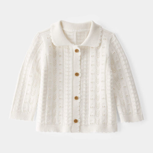 Ivory Baby Pointelle Button-Down Cardigan - Ivory | Carter’s Oshkosh Canada