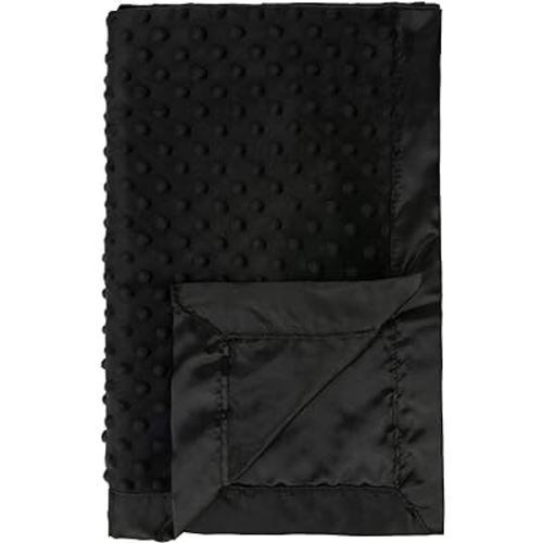 Pro Goleem Baby Soft Minky Dot Blanket with Satin Backing Baby Gifts for Boys and Girls (Black, 30’’ x 40’’)