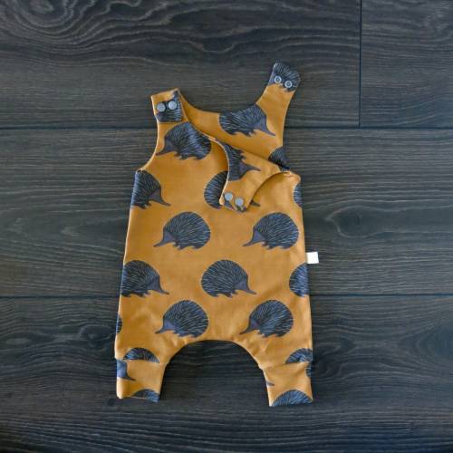 Echidna baby romper / Australian baby clothes / organic baby clothes / gender neutral / Echidna baby clothes / baby harem romper / baby gift