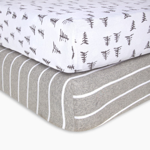 Burt's Bees Baby Organic Cotton Jersey Fitted Crib Sheet (2 Pack) - Pine Forest, 2