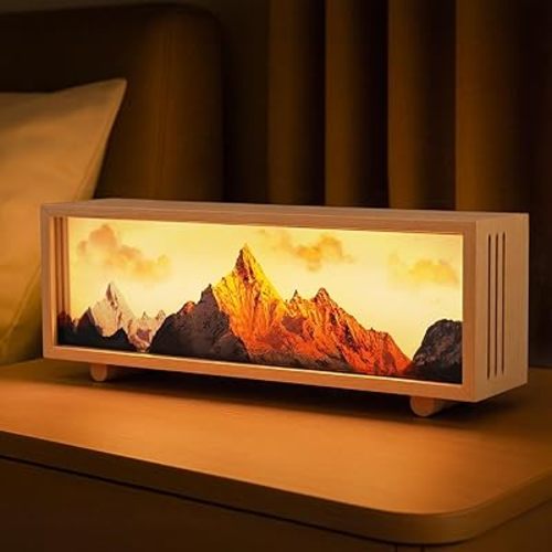JOHOUSE Nature Decor Ambient Lamp-Inspired Unique Lamp– Mountain Scene Wooden Warm Lights for Bedroom, Cozy Bedroom/Living Room Decor, Housewarming & Birthday Gift