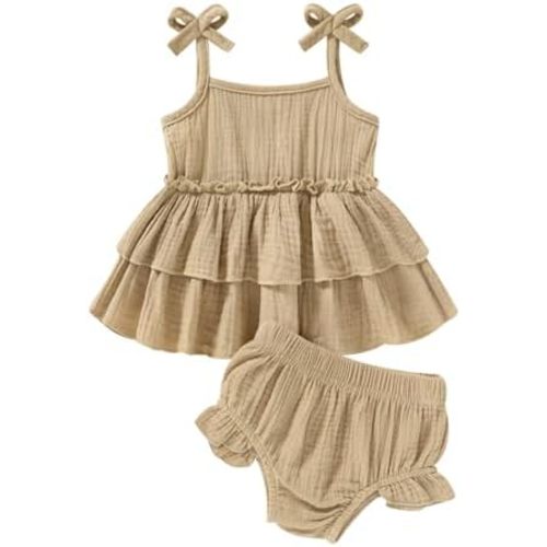 Happy Town Baby Girl Clothes Summer Infant Outfits Sleeveless Tank Tops Newborn Shorts Set Bloomers Toddler Shirt