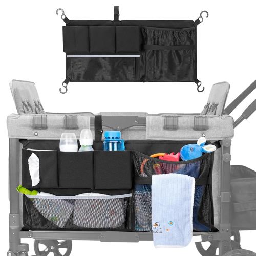 Stroller Wagon Cargo Net, Stroller Wagon Accessories Organizer Compatible with WONDERFOLD All W-Series Models, Large Capacity Mesh Cargo Storage Net with Sorting Pockets for Dry Wet Separation