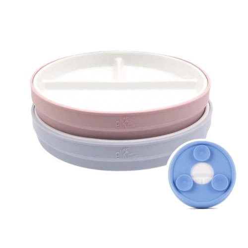 6.7"/16cm Porcelain White Divided Plates with Silicone Suction Sleeves