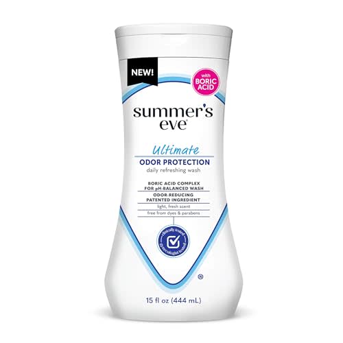 Summer's Eve, Ultimate Odor Control, Feminine Body Wash with Boric Acid, Removes Odor, Feminine Wash with pH Balance, 15 Fl Oz