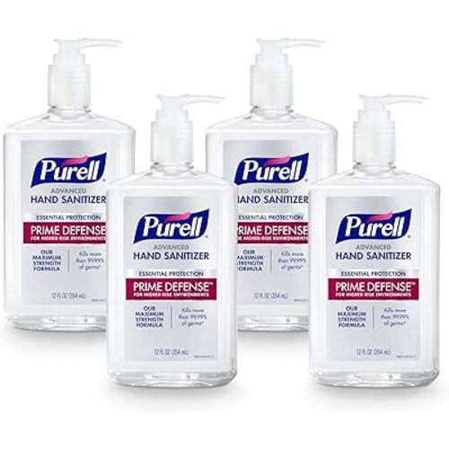 Purell Prime Defense Advanced Hand Sanitizer, Essential Protection, 12 fl oz Pump Bottles (Pack of 4) - 3699-06-EC2