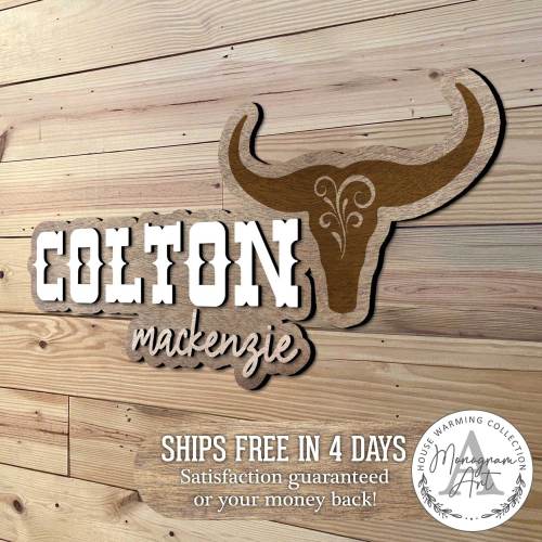 Western Name Sign for Nursery – Personalized Name Sign for Boy or Girl – Kids Room Wall Decor – Rustic Baby Shower Gift - 310369-3