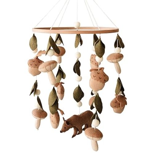 Sorrel + Fern Bear Crib Mobile (Magic Forest) - Nursery Decorations - Handmade Nursery Decor for Boys & Girls