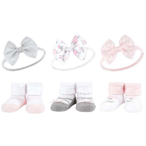 Hudson Baby Infant Girls Headband and Socks Giftset, Basic Pink Floral, One Size