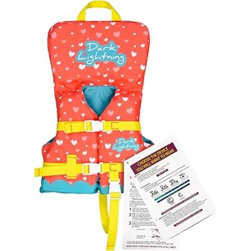 Dark Lightning USCG Approved Infant Life Jacket 0-30 lbs, Swim Vest for Baby/Toddlers 1-3 Year Old 20-30 lbs,Toddler Floaties for Pool Swimming,Boating,Beach,Puddle