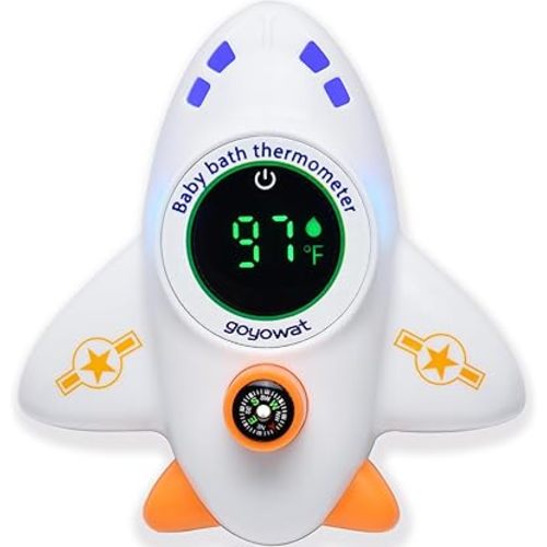 Baby Bath Thermometer & Room Thermometer - Digital Water Temperature Sensor for Infant Safety | Fast Accurate Bath Time | Baby Essentials for Newborns, Nursery, Pool ,Wireless Charging
