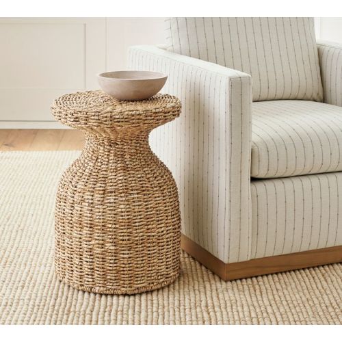 Woven Round Seagrass Side Table (16")