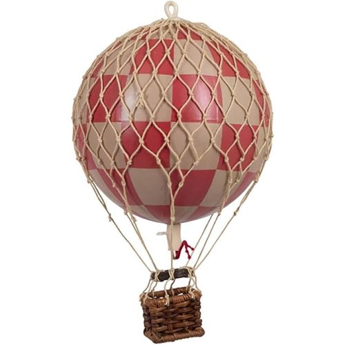 Authentic Models, Travels Light Air Balloon, Hanging Home Decor - 11.80 Inch Height, Historic Hot Air Balloon Model for Home Decor, Detailed Vintage Decorations to Hang from Ceiling - Check Red