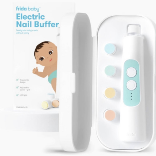 Frida Baby Electric Nail Buffer - Baby Nail File, Nail Clippers + Trimmer Kit - 4 Buffer Pads, Led Light + Case