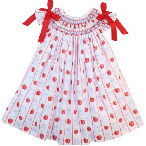 Red And Blue Smocked Apples And Bows Dress – Cecil & Lou