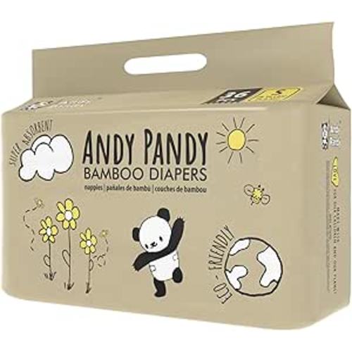 Andy Pandy Bamboo Disposable Diapers Small, White, 8-16 lbs, 36 Count