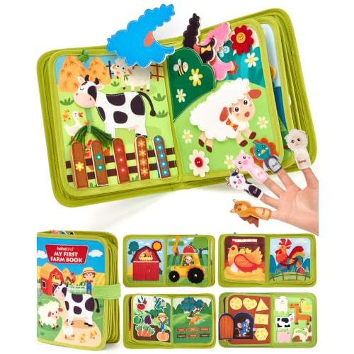 hahaland Busy Book for Toddlers 1-3 - Montessori Toys Busy Board for 1 Year Old Boy Gifts Girl Toys Educational Learning Quiet Activity Books Toddler Travel Toys for One Year Old Birthday Gift