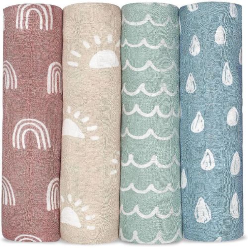 Muslin Swaddle Blankets Neutral Receiving Blanket For Boys And Girls By Comfy Cubs Cubs (sun, Rainbow, Rain, Doodle)