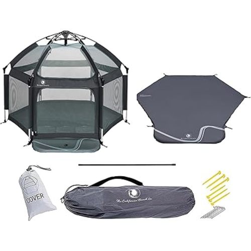 POP 'N GO Premium Outdoor Baby Playpen with Self-Inflating Playmat (Charcoal Black)