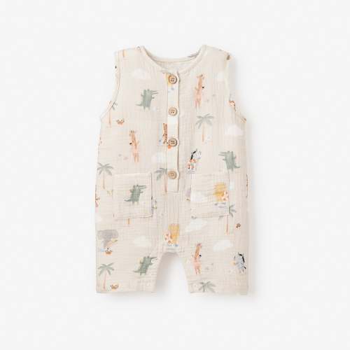 Seaside Safari Organic Muslin Shortall – Elegant Baby 6-12M