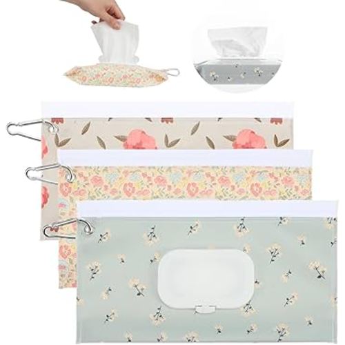 3 Pcs Baby Wipe Travel Case Portable Reusable Wipes Pouch Waterproof and Dustproof Baby Wipes Dispenser is Suitable for Diaper Bags and Strollers, and It is Easy to Keep Wipe Fresh