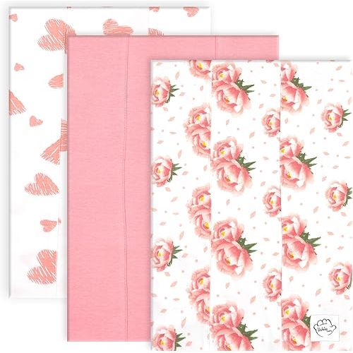 Baby Burp Cloths for Boys and Girls - 3 Pack Large 100% Cotton - Double Layered Extra Absorbent Burp Rags, Floral