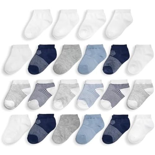 Fruit of the Loom Baby 22-Pack Grow & Fit Flex Zones Low Cut Stretch Socks - Unisex, Girls, Boys