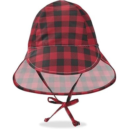 Vintage Gingham Buffalo Check Plaid Baby Boys' Hats & Caps Red Black Striped Geometric Sun Hat Toddler Kids Girls Bucket Hat for Spring Summer Autumn