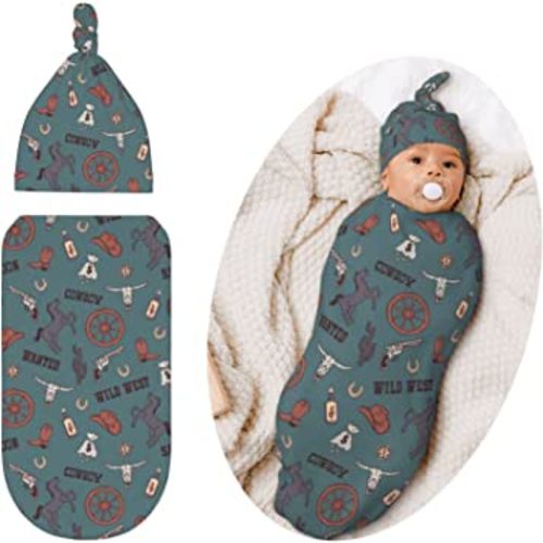 Swaddling Blanket for Baby, Sleeping Sacks, Unisex Baby Stuff with Hat, Western
