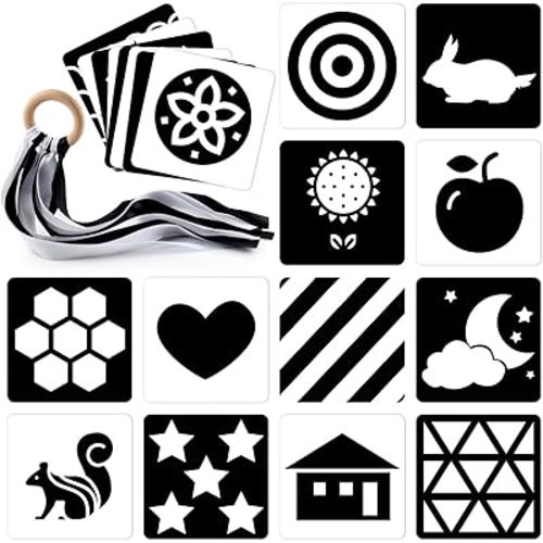 Black and White Baby Toys, Visual Stimulus Cards Baby 0-3 Months, Newborn Flash Cards 0-3 Months, High Contrast Flashcards for Babies, Infant Toys for Brain Development Toy