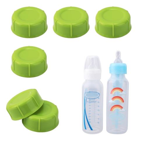 6pcs Narrow Baby Bottle Caps for Dr. Brown's & Medela, Reliable BPA Free Travel Bottle Cap with Sealing, Gasket Storage Lids Replacement Parts Accessories(Green)