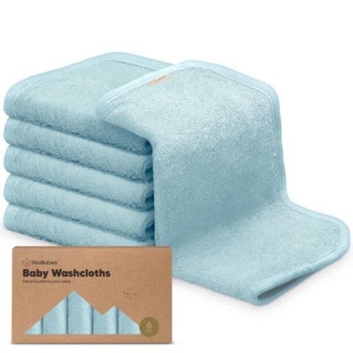 6pk Deluxe Baby Washcloths, Soft Baby Wash Cloth, Baby Bath Towel, Face Cloths, Color: Sky