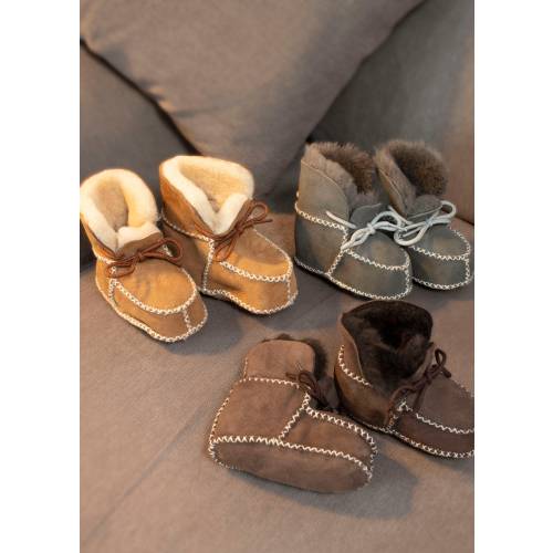 Childrens Babies Sheepskin Booties Luxury Shearling Lining Suede Outer Lace Tie Boot Slipper Cold Weather Lambland Hand Crafted