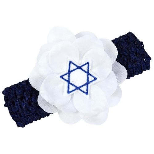 Hanukkah Jewish Star of David Chanukah Crochet Flower Headband fits Newborn to 5 Years