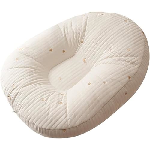 Baby Lounger Soft Comfortable Infant Nest Bed Feeding Pillow Newborn Sleeper for Co Sleeping in Bed (Light Grey, 45x30x14cm)