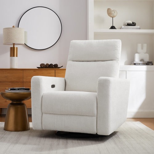 Olmas 33.5'' Wide Modern &Supper Soft High Back Power Swivel Rocker Recliner with USB Charger