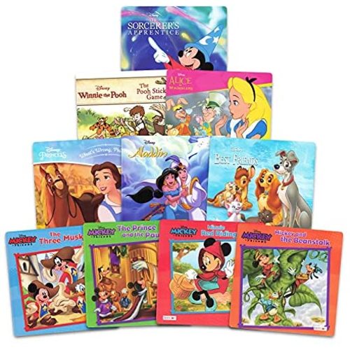 Disney Classic Mickey Mouse and More Storybook Collection for Toddlers Kids ~ 10 Mickey Books with Aladdin, Belle, Winnie The Pooh, Alice in Wonderland | Disney Bedtime Book Stories Set