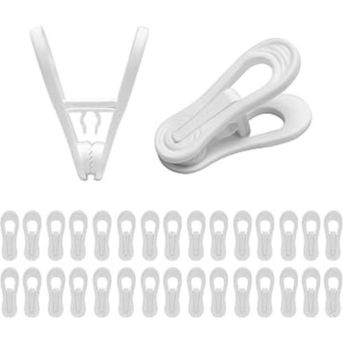 30 Pack Hanger Clips, 2.6 Inch Plastic Clothes Pins, Heavy Duty Hanger Clips for Skirts, Pants, for Baby Clothes Hangers, White