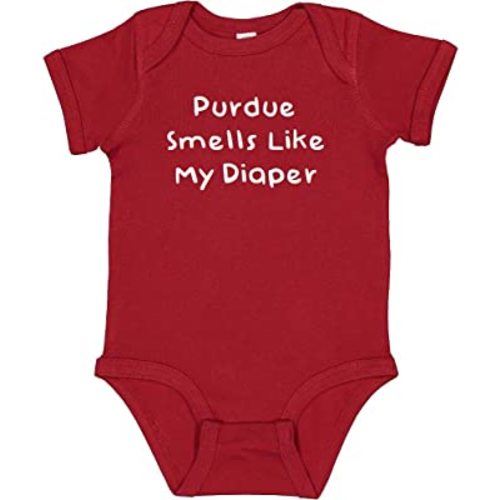 Indiana Fan Purdue Smells Like My Diaper Hoosiers Baby Bodysuit - Garnet